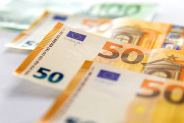 Banknotes of Euro Money. Euro cash background. Business concept