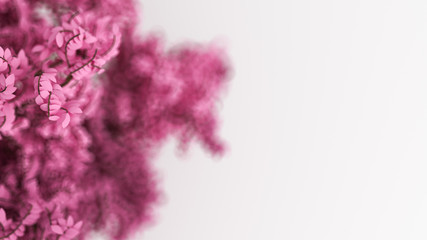 Fototapeta premium Beautiful pink background with leaves on white, the season of the year. 3d illustration, 3d rendering.