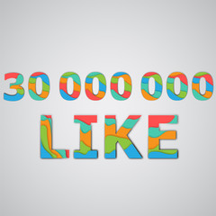 A number of likes made by colorful layered characters, vector illustration