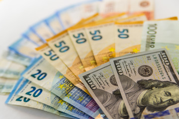 Dollar, euro, ruble banknotes