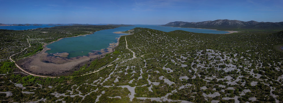 Lake Vrana (Vransko jezero) in Dalmatia is the largest lake in Croatia. The lake is in a karst valley and is a rare example cryptodepression. Park is a special ornithological reserve.