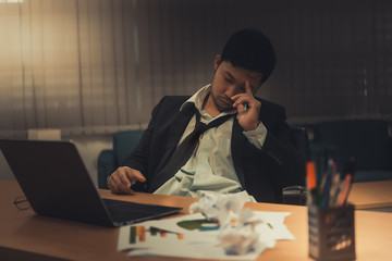 Asian businessman stressed from work,Furious from hard work,Boss complain about project,Thailand...