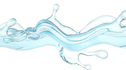 A splash of clear blue water. 3d illustration, 3d rendering.