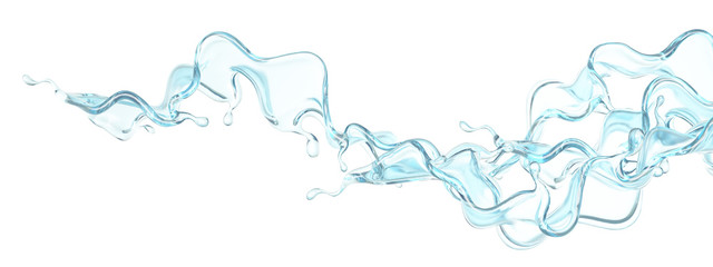 A splash of clear blue water. 3d illustration, 3d rendering.
