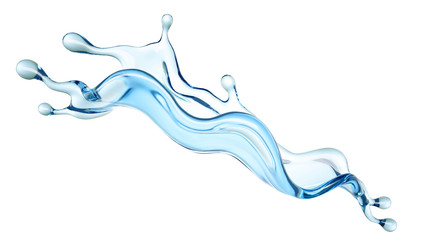 A splash of clear blue water. 3d illustration, 3d rendering.