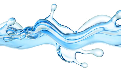 A splash of clear blue water. 3d illustration, 3d rendering.