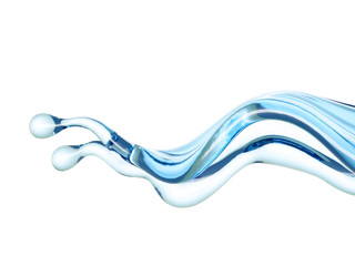 A splash of clear blue water. 3d illustration, 3d rendering.