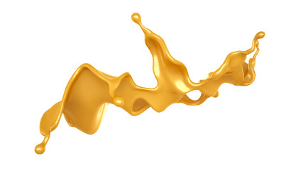 Fototapeta na wymiar Golden yellow splash of caramel. 3d illustration, 3d rendering.