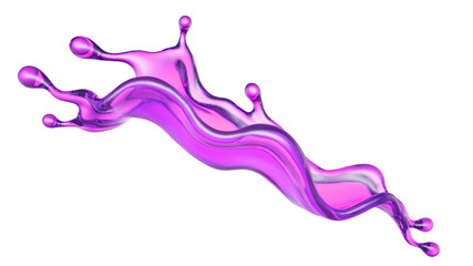 A splash of transparent purple liquid on a white background. 3d illustration, 3d rendering. - 221010269