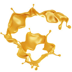 Fototapeta na wymiar Golden yellow splash of caramel. 3d illustration, 3d rendering.