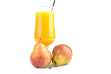 Fresh fruit juices on white