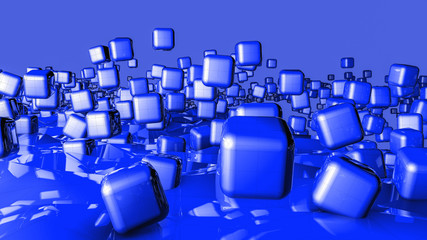 Fototapeta premium blue three-dimensional cubes. abstract background. 3D rendering