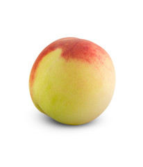 Peach on a white background. Ripe peach close-up isolated on white background.
