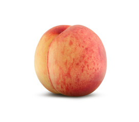 Peach on a white background. Ripe peach close-up isolated on white background.