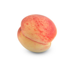 Peach on a white background. Ripe peach close-up isolated on white background.