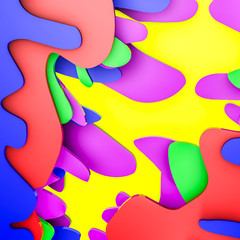 multicolored glossy plates of different shapes. abstract three-dimensional background. 3D rendering