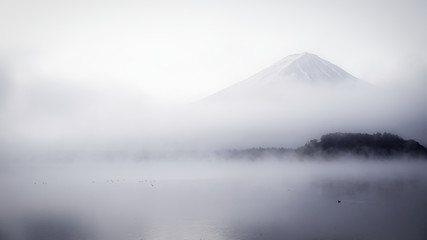 Mist covered Mt. Fuji in the morning. - 221012211