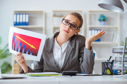 Young businesswoman in crisis concept