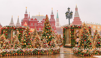 Moscow. Christmas decorations on red square.