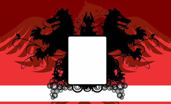 heraldic wolf crest copy space background in vector format very easy to edit