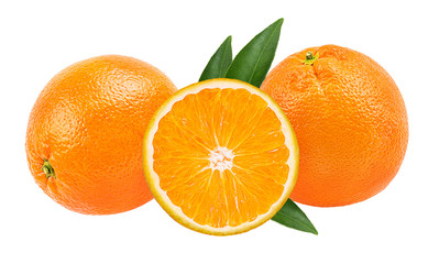 Juicy orange isolated on white background with clipping path