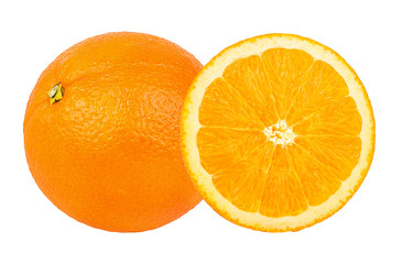Juicy orange isolated on white background with clipping path