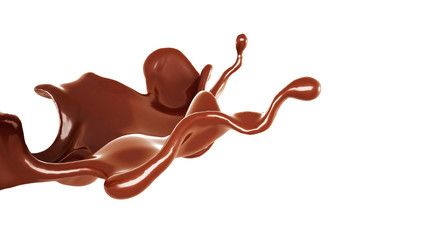 A splash of chocolate. 3d illustration, 3d rendering.