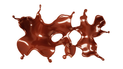 A splash of chocolate. 3d illustration, 3d rendering.