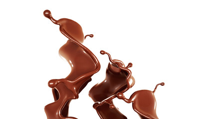 A splash of chocolate. 3d illustration, 3d rendering.