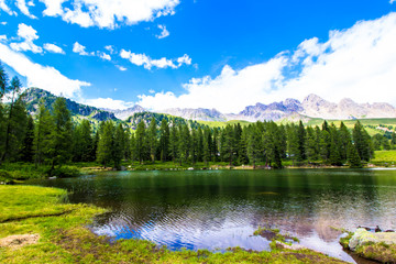 San Pellegrino lake in the Italian Dolomites