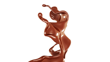 A splash of chocolate. 3d illustration, 3d rendering.