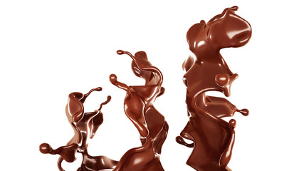 A splash of chocolate. 3d illustration, 3d rendering.