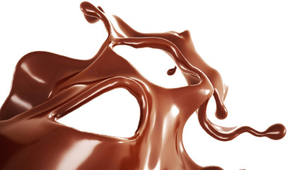 A splash of chocolate. 3d illustration, 3d rendering.