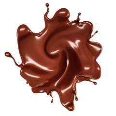 A splash of chocolate. 3d illustration, 3d rendering.