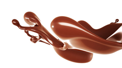 A splash of chocolate. 3d illustration, 3d rendering.