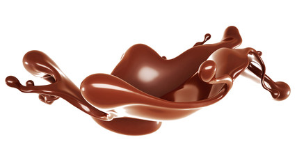 A splash of chocolate. 3d illustration, 3d rendering.