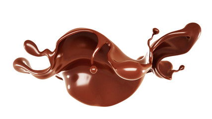 A splash of chocolate. 3d illustration, 3d rendering.