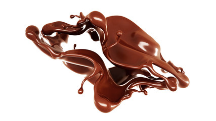 A splash of chocolate. 3d illustration, 3d rendering.