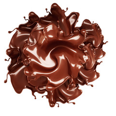 A splash of chocolate. 3d illustration, 3d rendering.