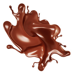 A splash of chocolate. 3d illustration, 3d rendering.