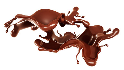 A splash of chocolate. 3d illustration, 3d rendering.