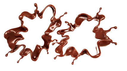 A splash of chocolate. 3d illustration, 3d rendering.