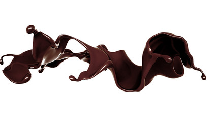 A splash of chocolate. 3d illustration, 3d rendering.