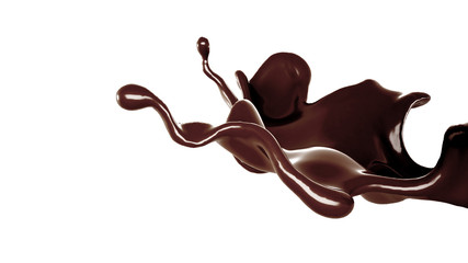 A splash of chocolate. 3d illustration, 3d rendering.