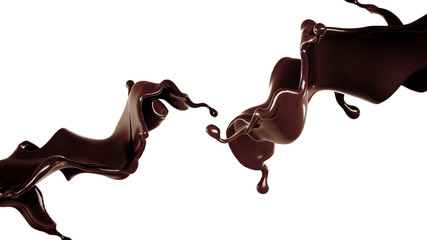 A splash of chocolate. 3d illustration, 3d rendering.