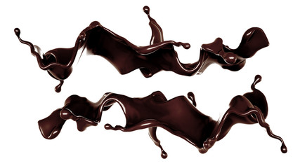 A splash of chocolate. 3d illustration, 3d rendering.