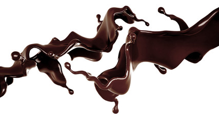 A splash of chocolate. 3d illustration, 3d rendering.