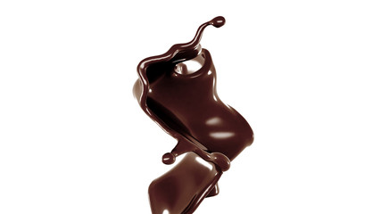 A splash of chocolate. 3d illustration, 3d rendering.
