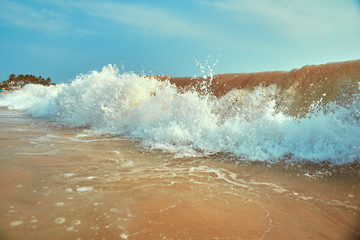 big wave moves to the Sri Lankan shore