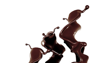 A splash of chocolate. 3d illustration, 3d rendering.